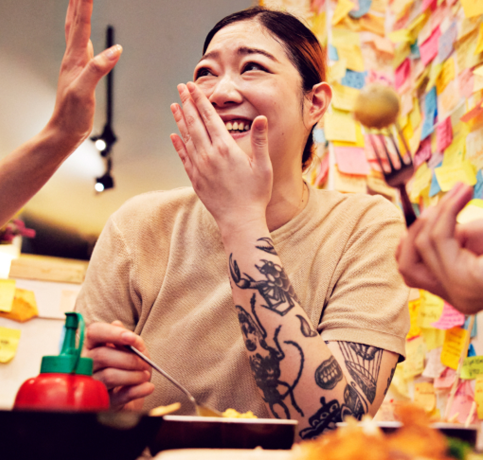 Woman having dinner with friends